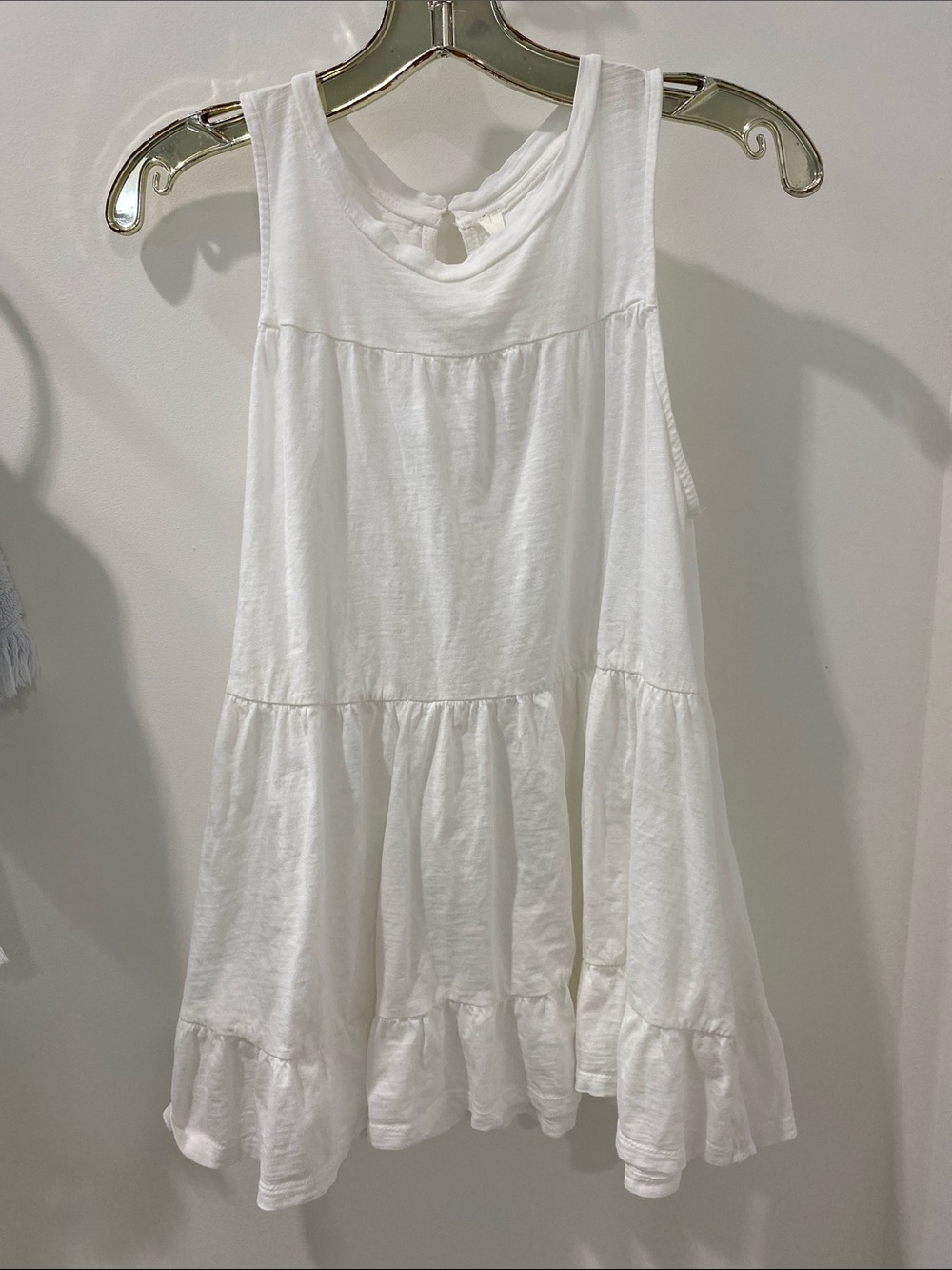 Anthropologie White Tiered Ruffle Tank Dress for Girls